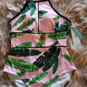 Women's one piece bathing suit.